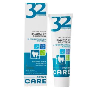 Паста зубная 32 ЖЕМЧУЖИНЫ ACTIVE CARE Защита от бактерий и профилактика кариеса 100 г/Модум