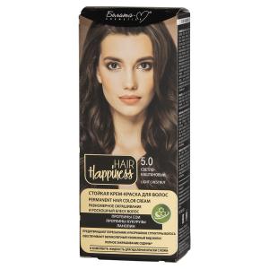 Крем-краска для волос HAIR Happiness тон 5.0 Светло-каштановый аммиачная  ланолин, протеины сои и  кукурузы Белита-М