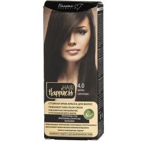 Крем-краска для волос HAIR Happiness тон 4.0 Шатен аммиачная  ланолин, протеины сои и  кукурузы Белита-М