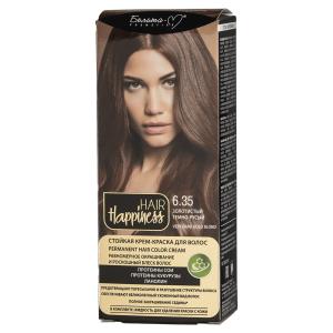 Крем-краска для волос HAIR Happiness тон 6.35 Золотистый темно-русый аммиачная  ланолин, протеины сои и  кукурузы Белита-М